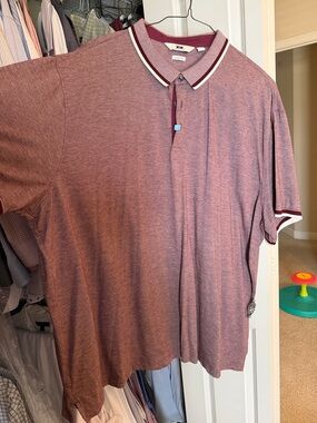 Joseph Abboud Maroon Heather Polo with White Contrast Trim